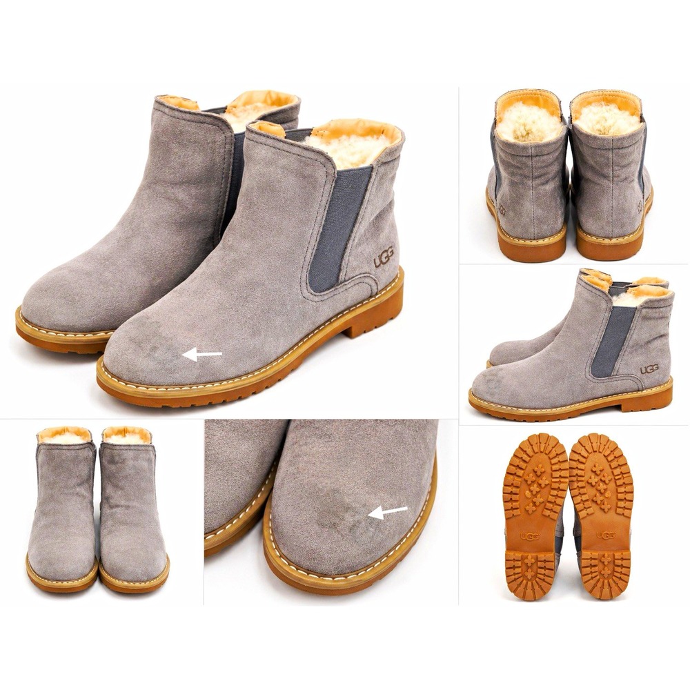 UGG Womens Gray Suede Chelsea Ankle Bootie Slip-On Lined Lug Sole Logo US 7